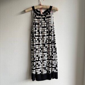 Eliza J Black & White Geometric Circle Halter Midi Dress - Size M